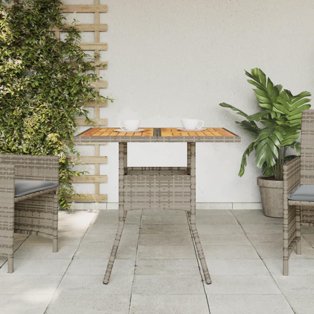 Mesa de jardín superficie de madera ratán PE beige 190x80x74 cm