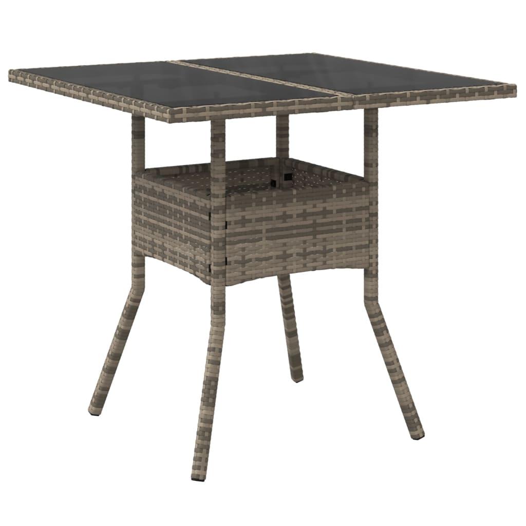 Mesa de jardín superficie de vidrio ratán PE negro 115x54x74 cm