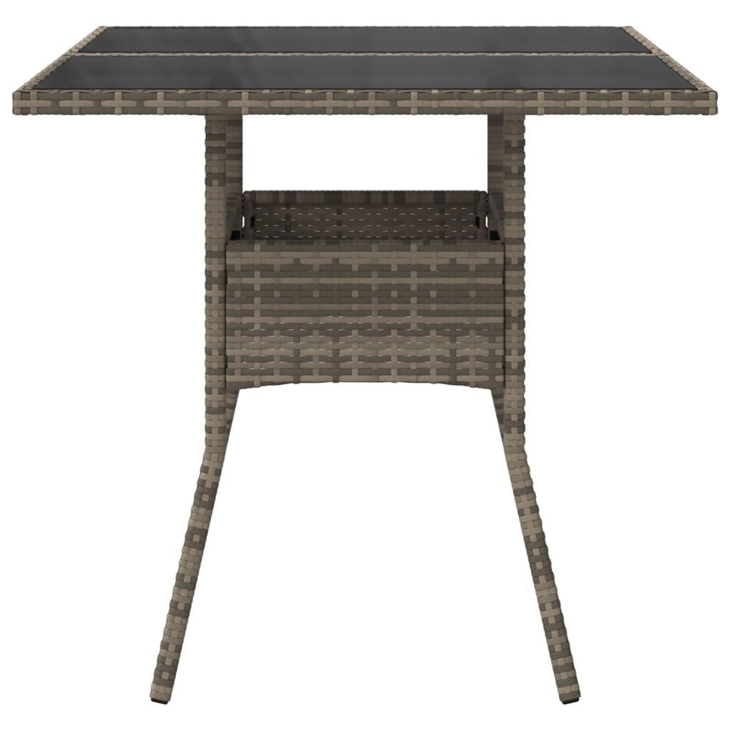 Mesa de jardín superficie de vidrio ratán PE negro 115x54x74 cm