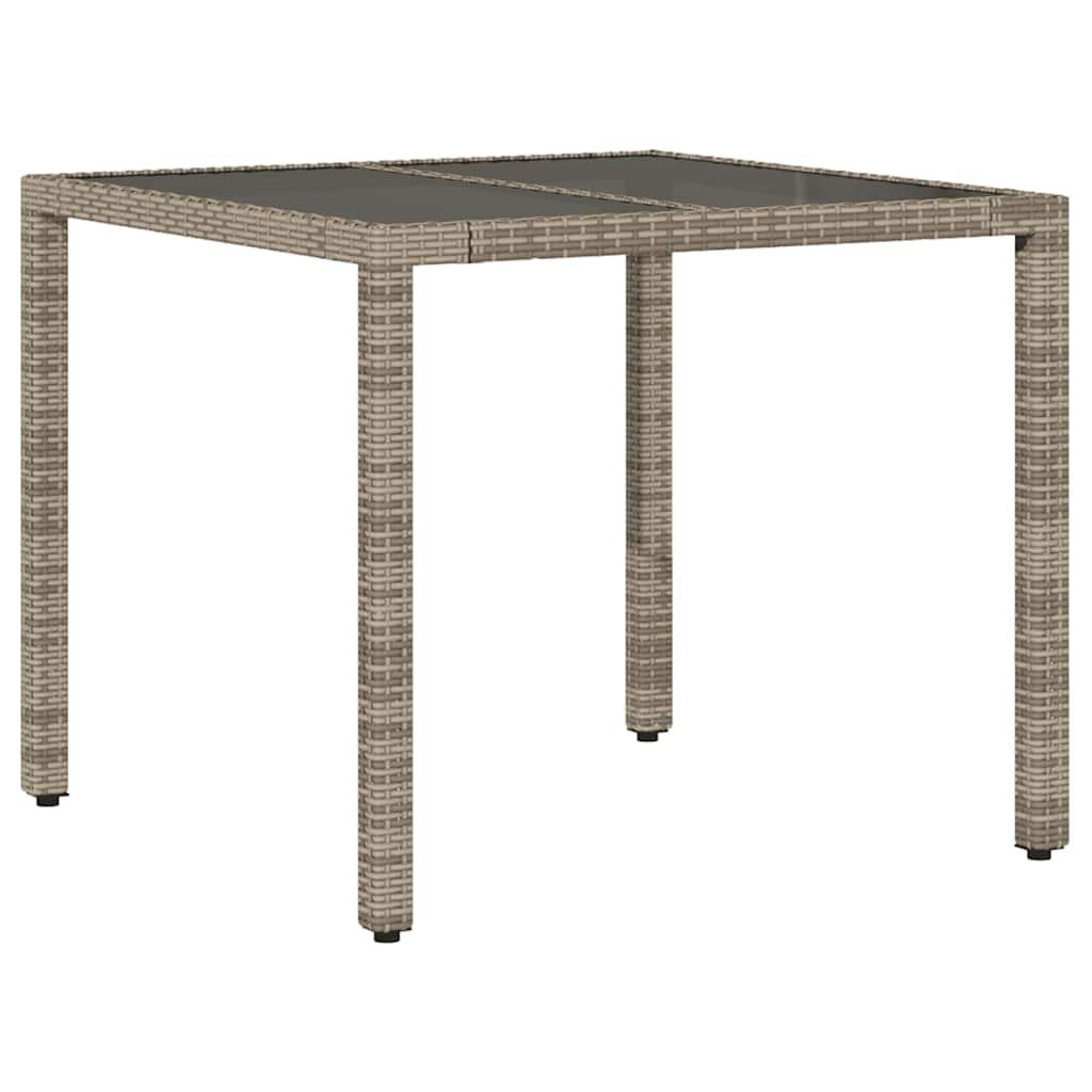 Mesa de jardín superficie de vidrio ratán PE negro 190x90x75 cm