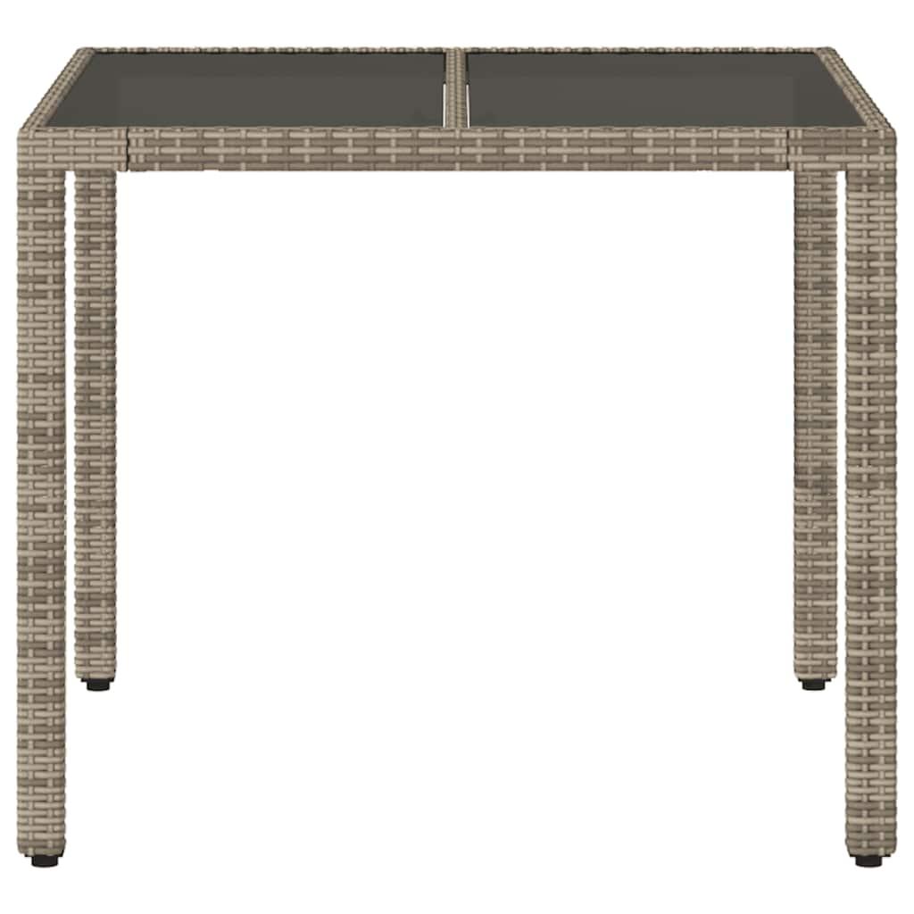 Mesa de jardín superficie de vidrio ratán PE negro 190x90x75 cm