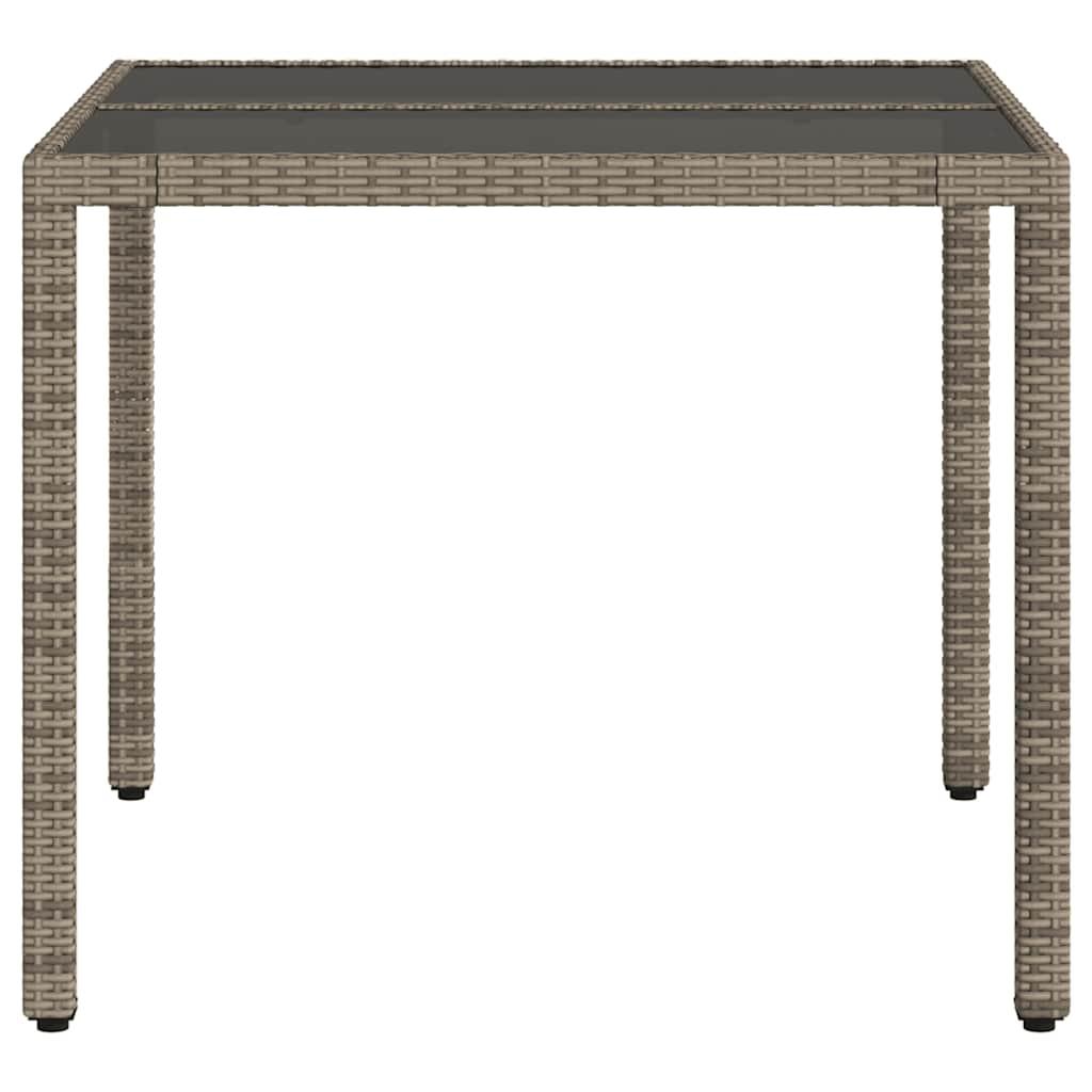 Mesa de jardín superficie de vidrio ratán PE negro 190x90x75 cm