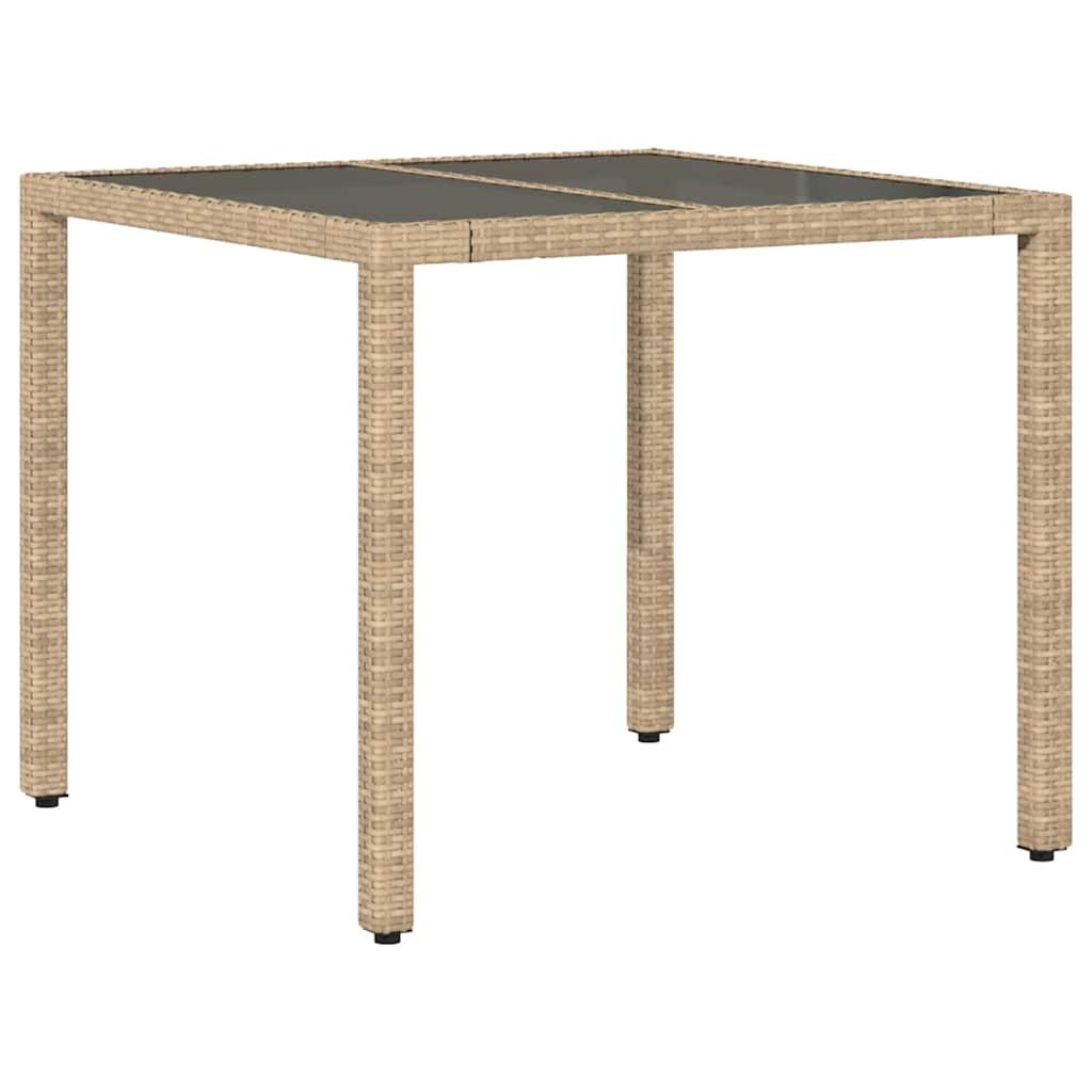 Mesa de jardín superficie de vidrio ratán PE negro 150x90x75 cm