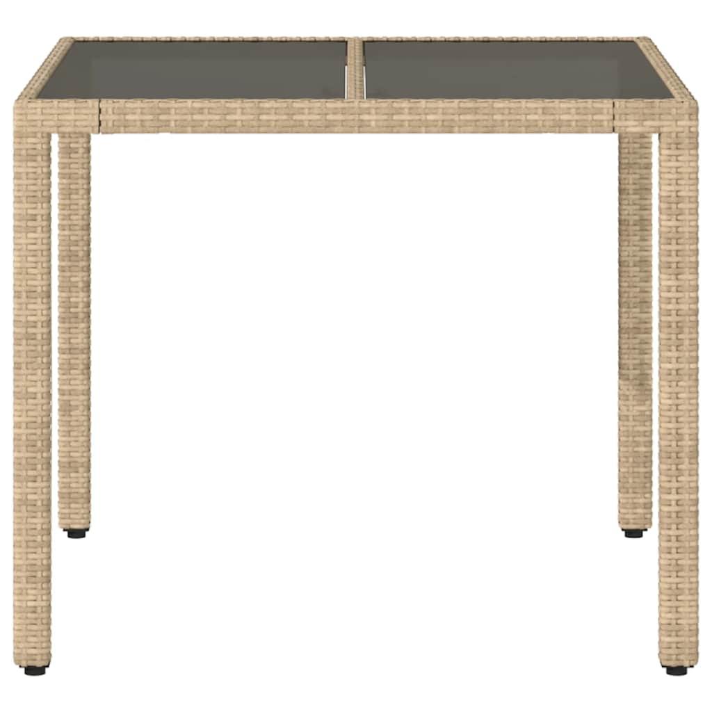 Mesa de jardín superficie de vidrio ratán PE negro 150x90x75 cm