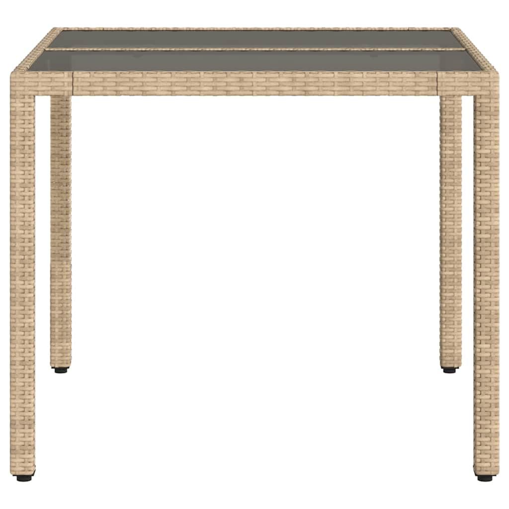 Mesa de jardín superficie de vidrio ratán PE negro 150x90x75 cm