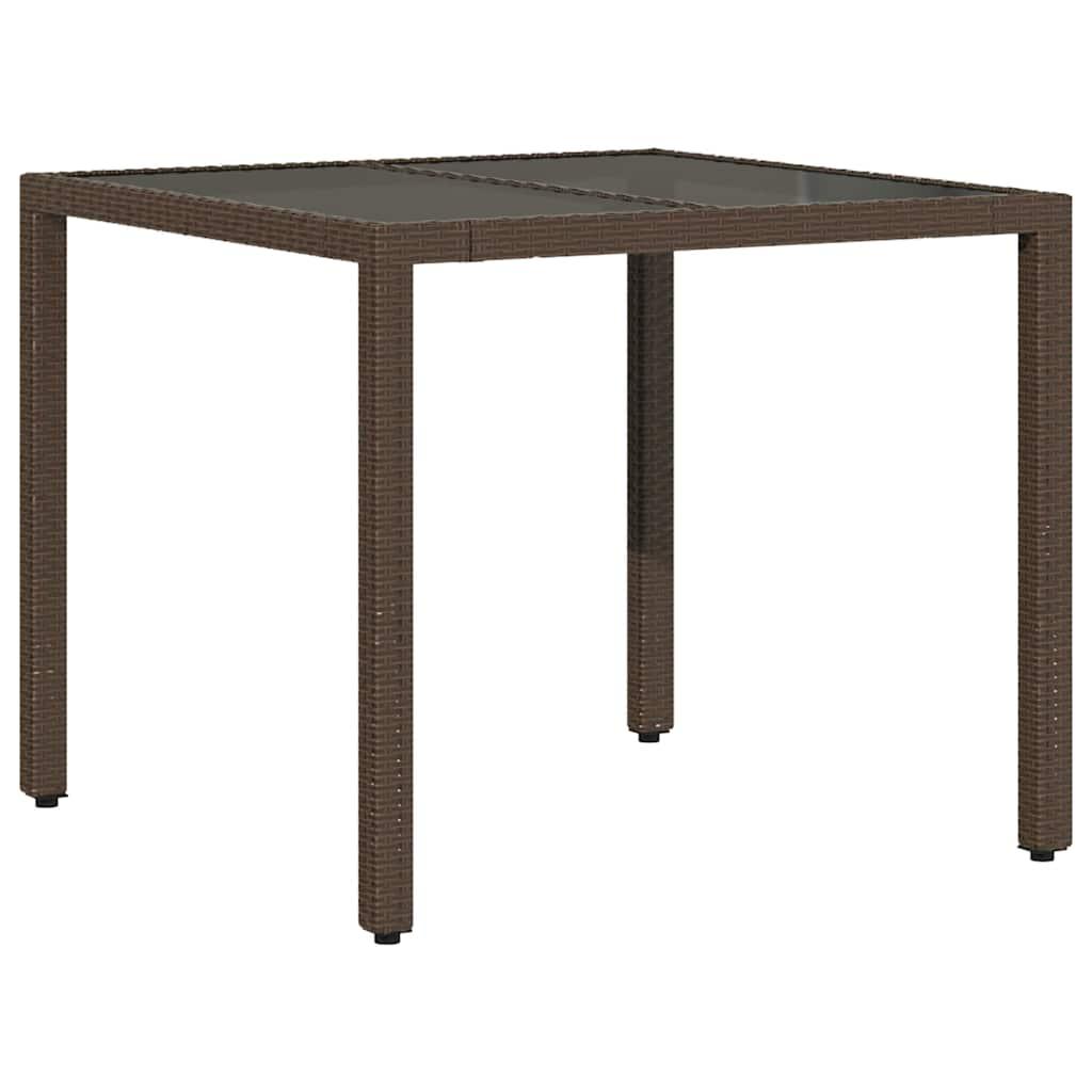 Mesa de jardín superficie de vidrio ratán PE negro 115x54x74 cm