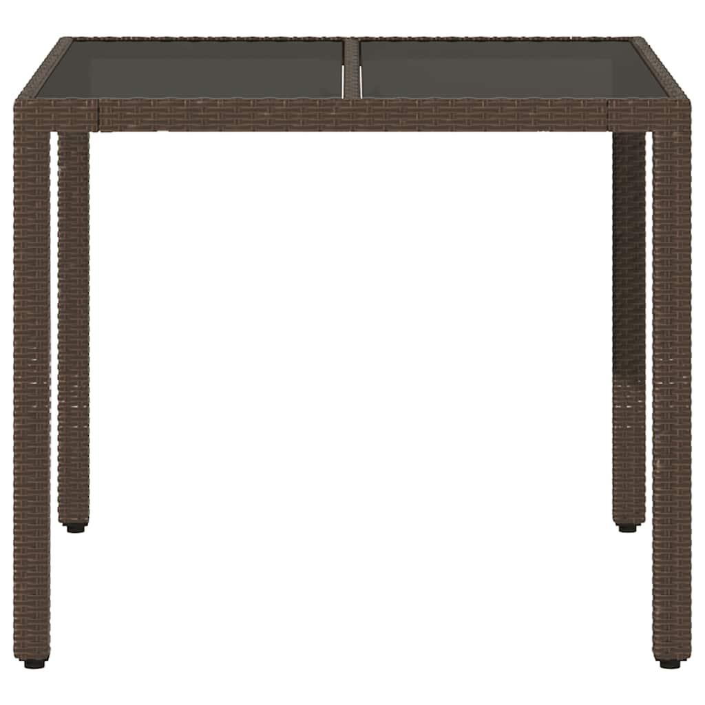 Mesa de jardín superficie de vidrio ratán PE negro 115x54x74 cm