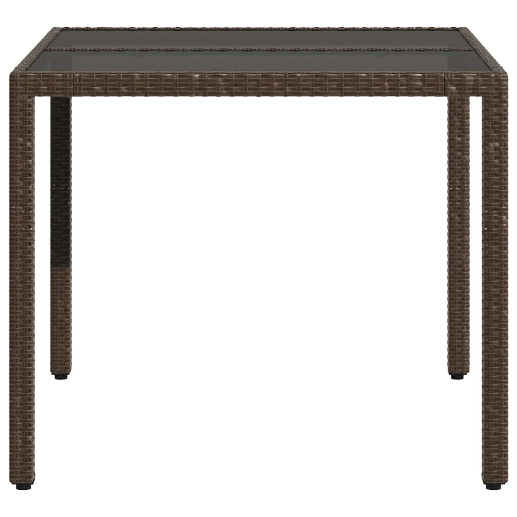 Mesa de jardín superficie de vidrio ratán PE negro 115x54x74 cm