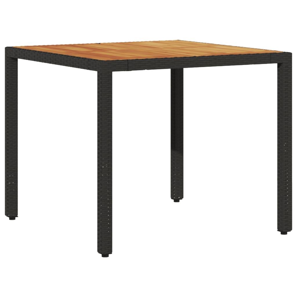 Mesa de jardín superficie madera acacia ratán negro 150x90x75cm
