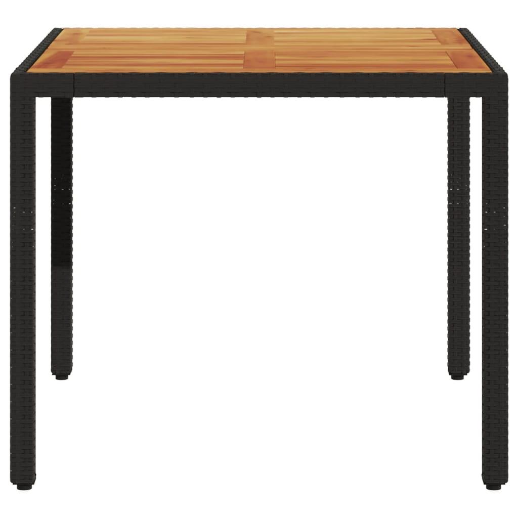 Mesa de jardín superficie madera acacia ratán negro 150x90x75cm