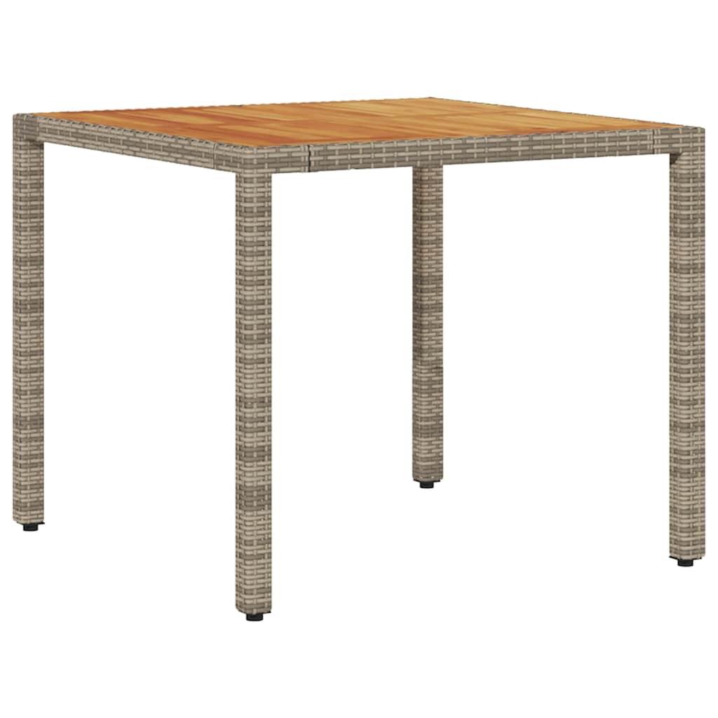 Mesa de jardín superficie madera acacia ratán negro 150x90x75cm