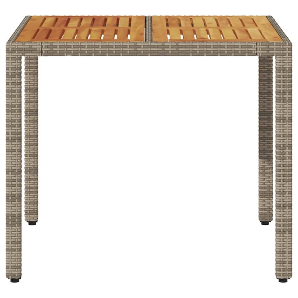Mesa de jardín superficie madera acacia ratán negro 150x90x75cm