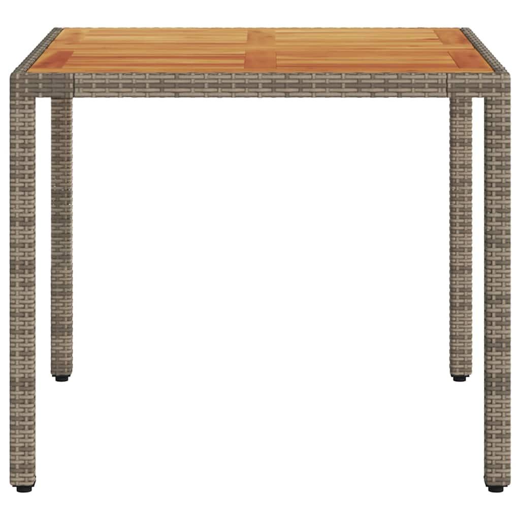 Mesa de jardín superficie madera acacia ratán negro 150x90x75cm