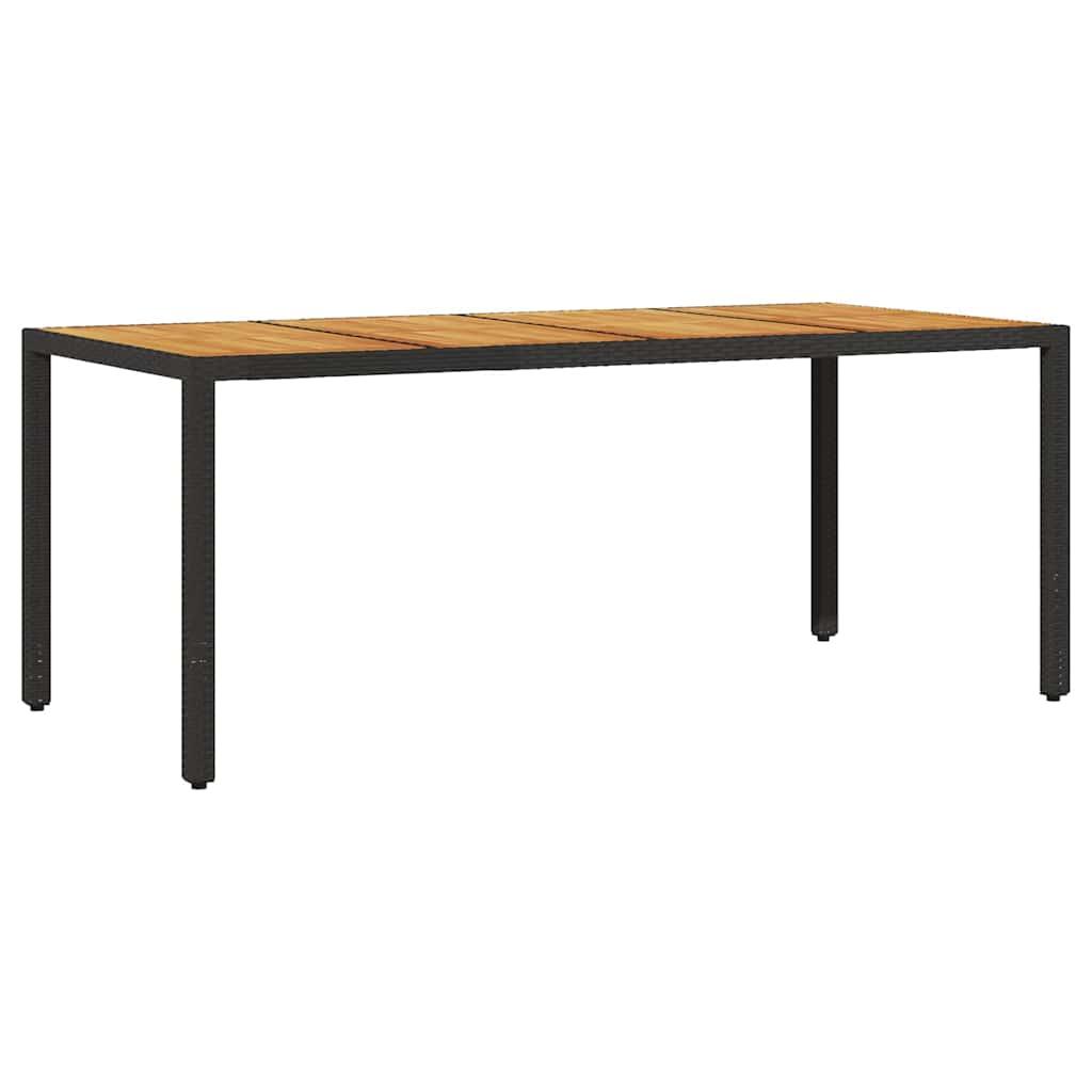 Mesa de jardín superficie madera acacia ratán negro 150x90x75cm