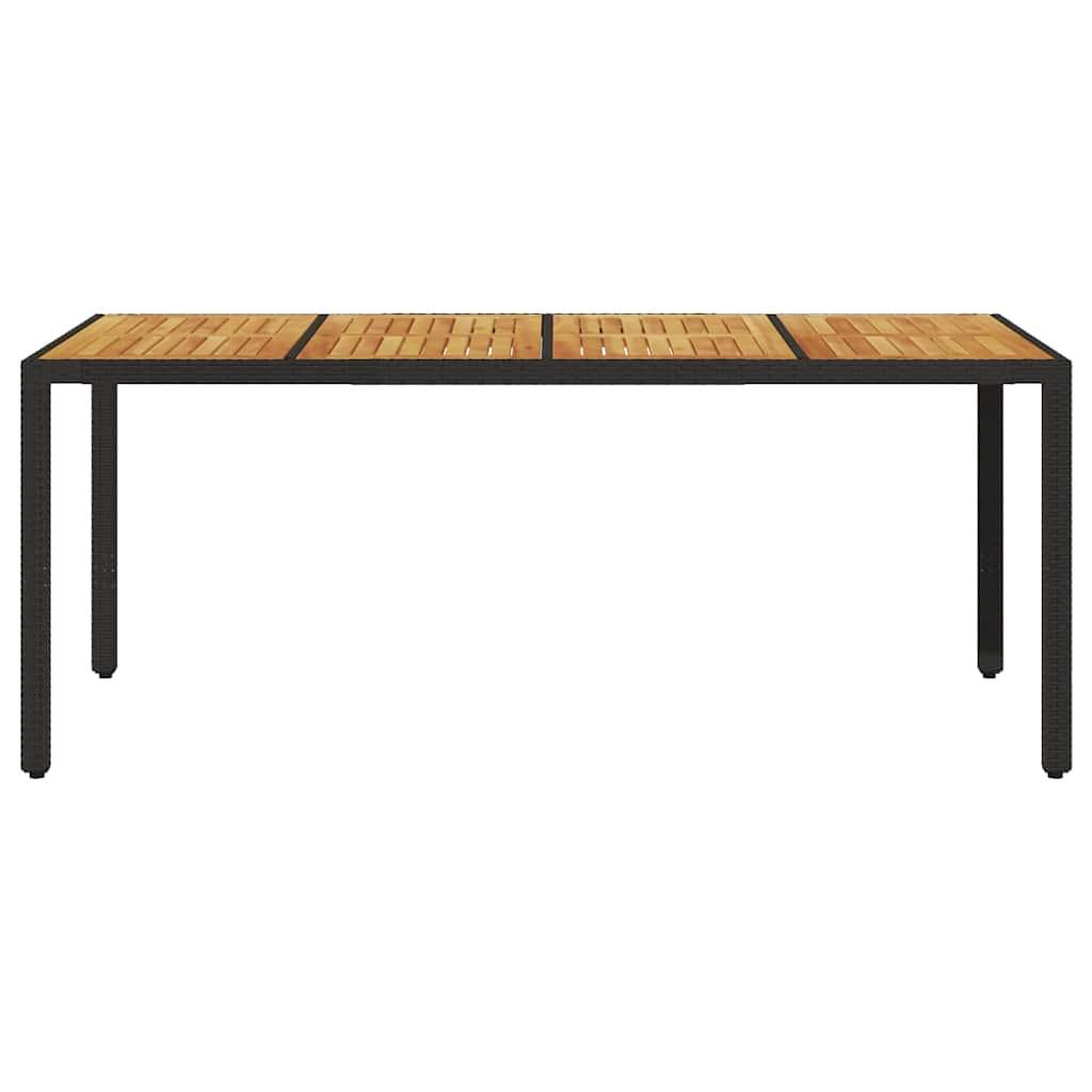 Mesa de jardín superficie madera acacia ratán negro 150x90x75cm