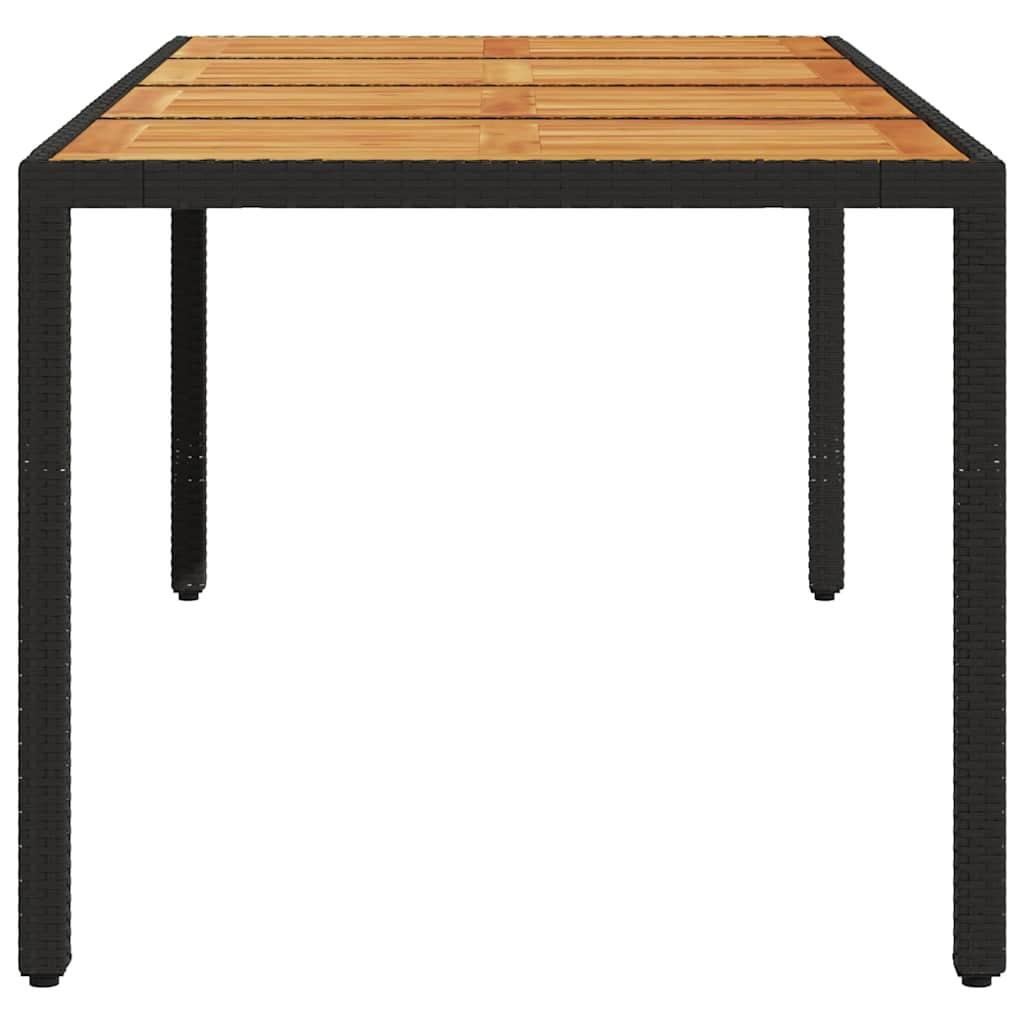 Mesa de jardín superficie madera acacia ratán negro 150x90x75cm