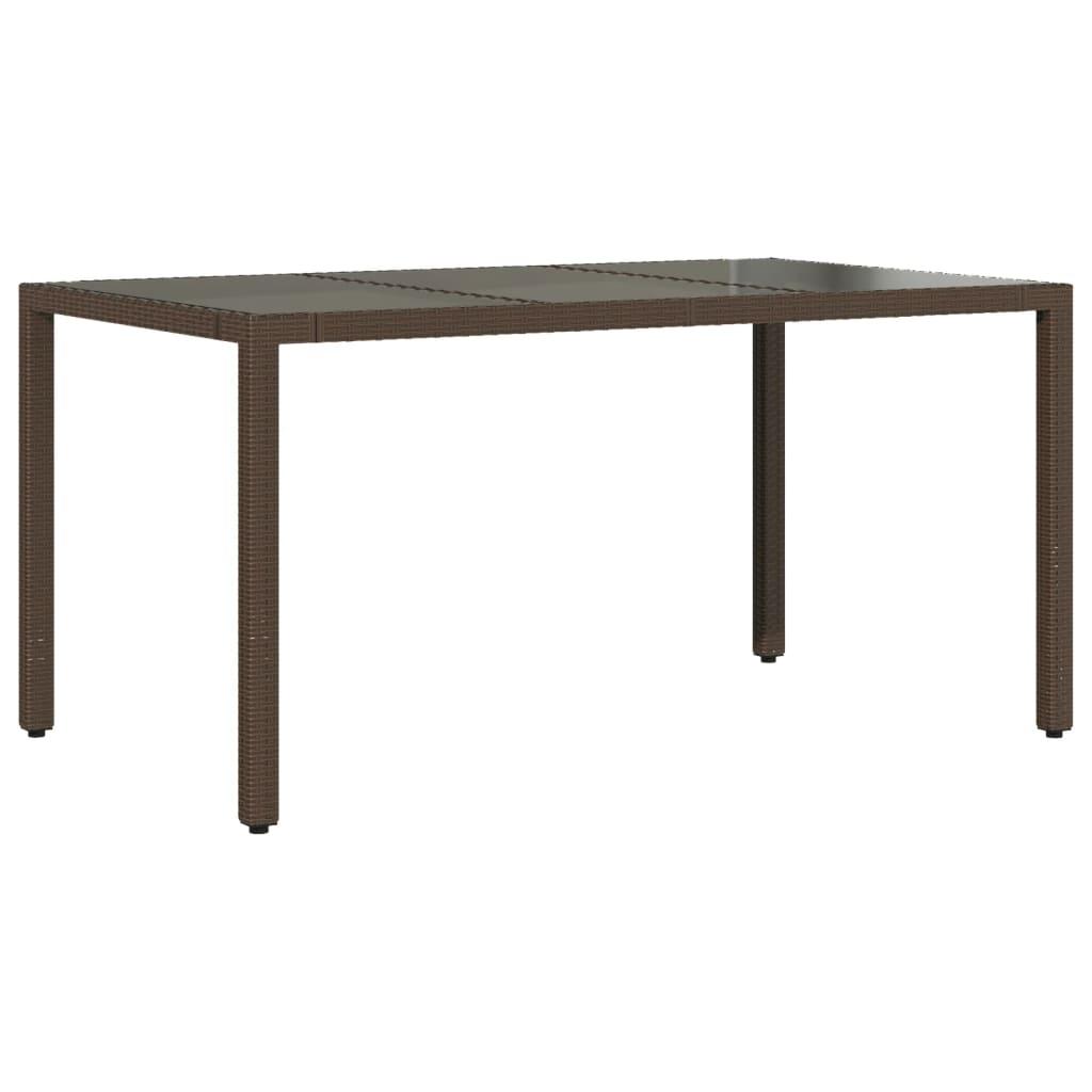 Mesa de jardín superficie de vidrio ratán PE negro 150x90x75 cm