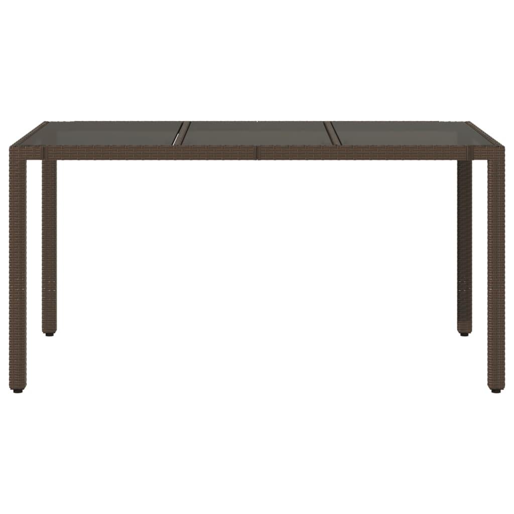 Mesa de jardín superficie de vidrio ratán PE negro 150x90x75 cm