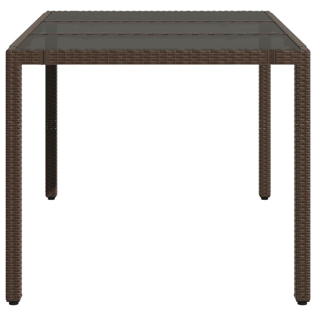 Mesa de jardín superficie de vidrio ratán PE negro 150x90x75 cm