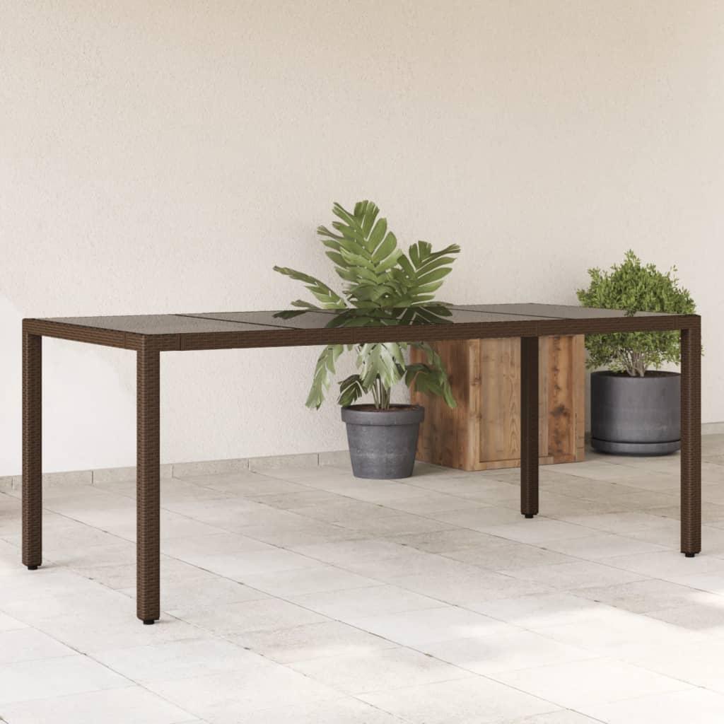 Mesa de jardín superficie de vidrio ratán PE negro 190x90x75 cm