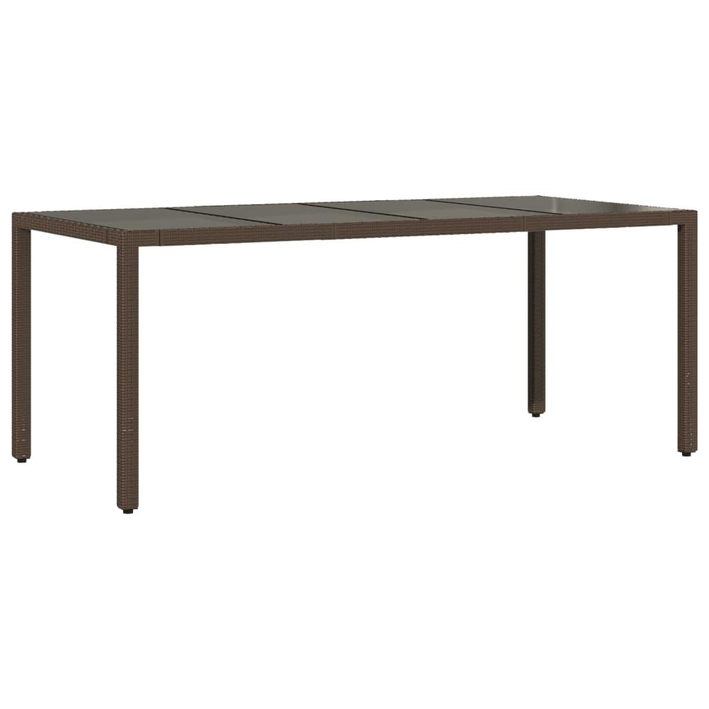 Mesa de jardín superficie de vidrio ratán PE negro 190x90x75 cm