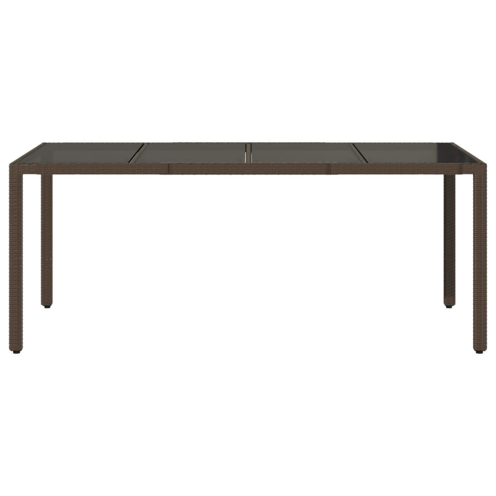 Mesa de jardín superficie de vidrio ratán PE negro 190x90x75 cm