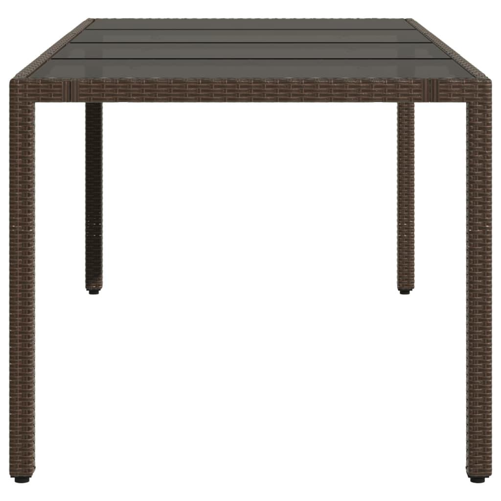 Mesa de jardín superficie de vidrio ratán PE negro 190x90x75 cm