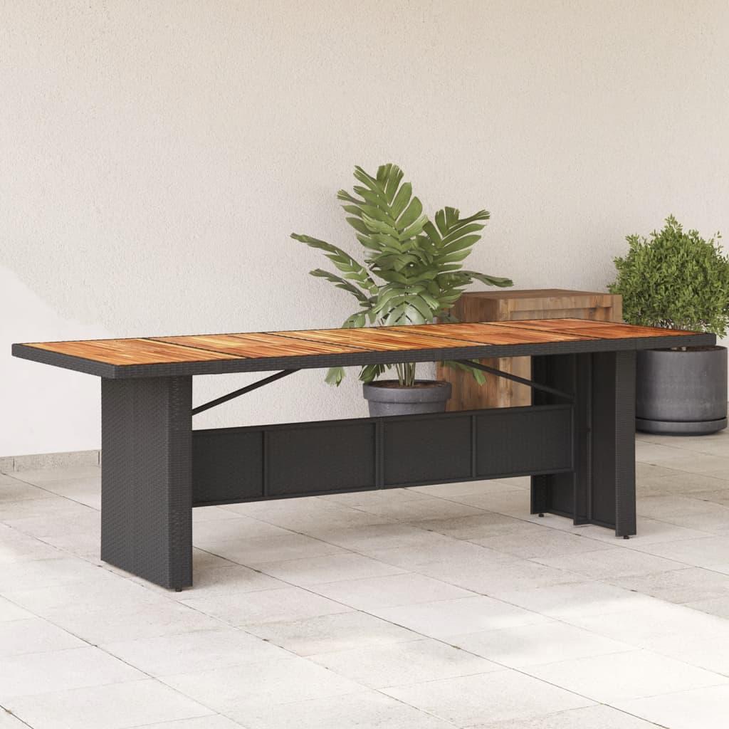 Mesa de jardín superficie madera acacia ratán negro 190x80x75cm