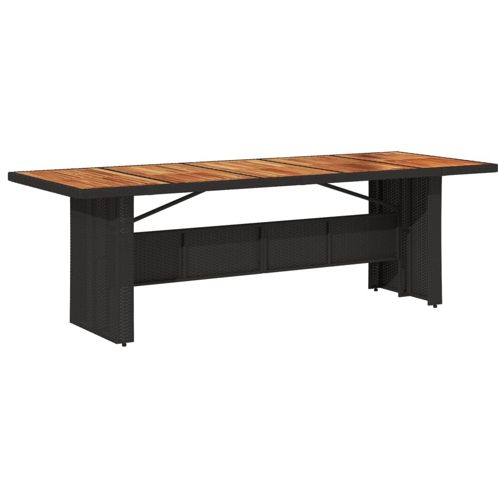 Mesa de jardín superficie madera acacia ratán negro 190x80x75cm