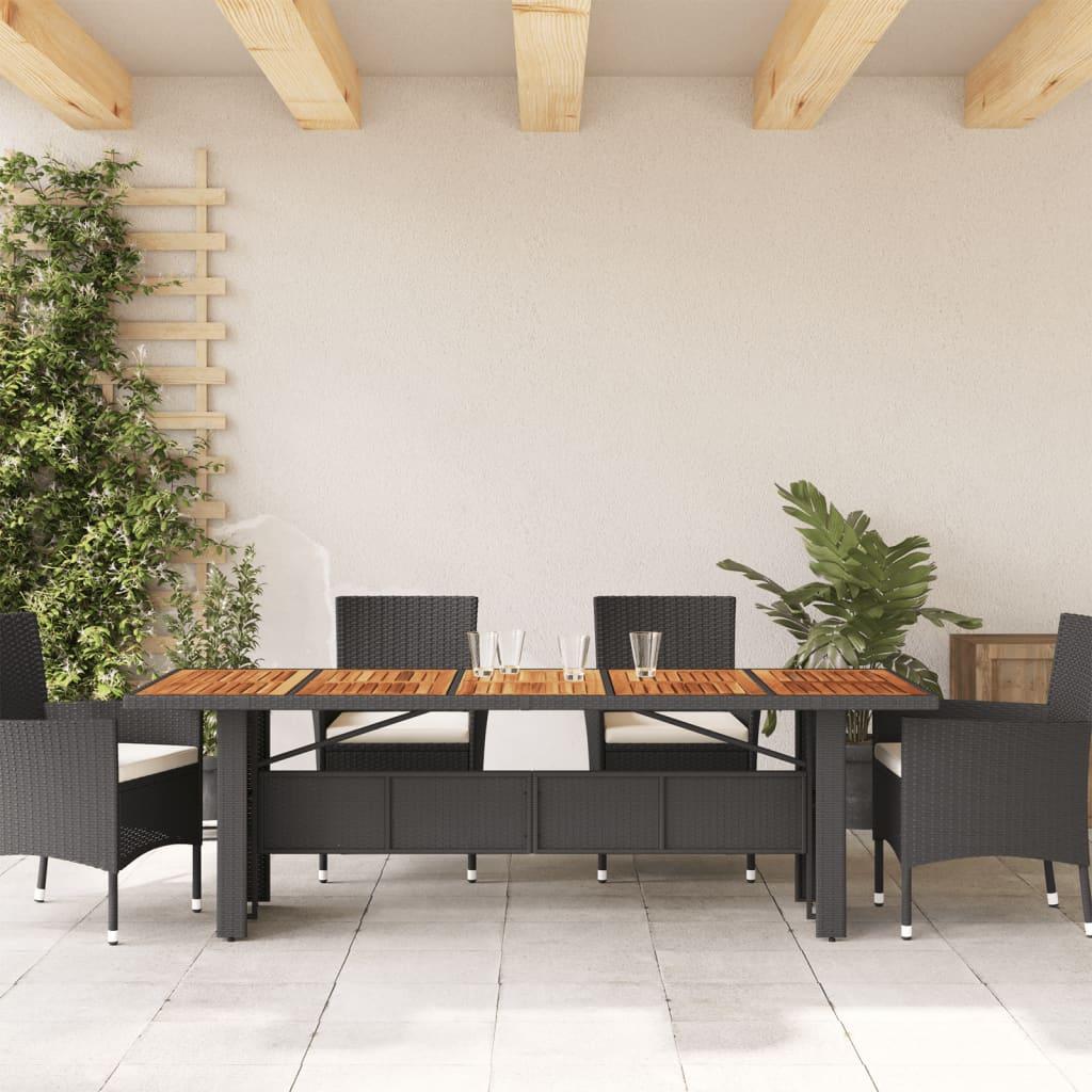 Mesa de jardín superficie madera acacia ratán negro 190x80x75cm