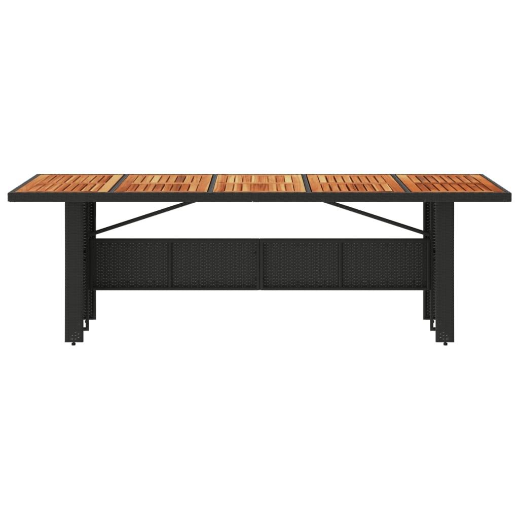 Mesa de jardín superficie madera acacia ratán negro 190x80x75cm