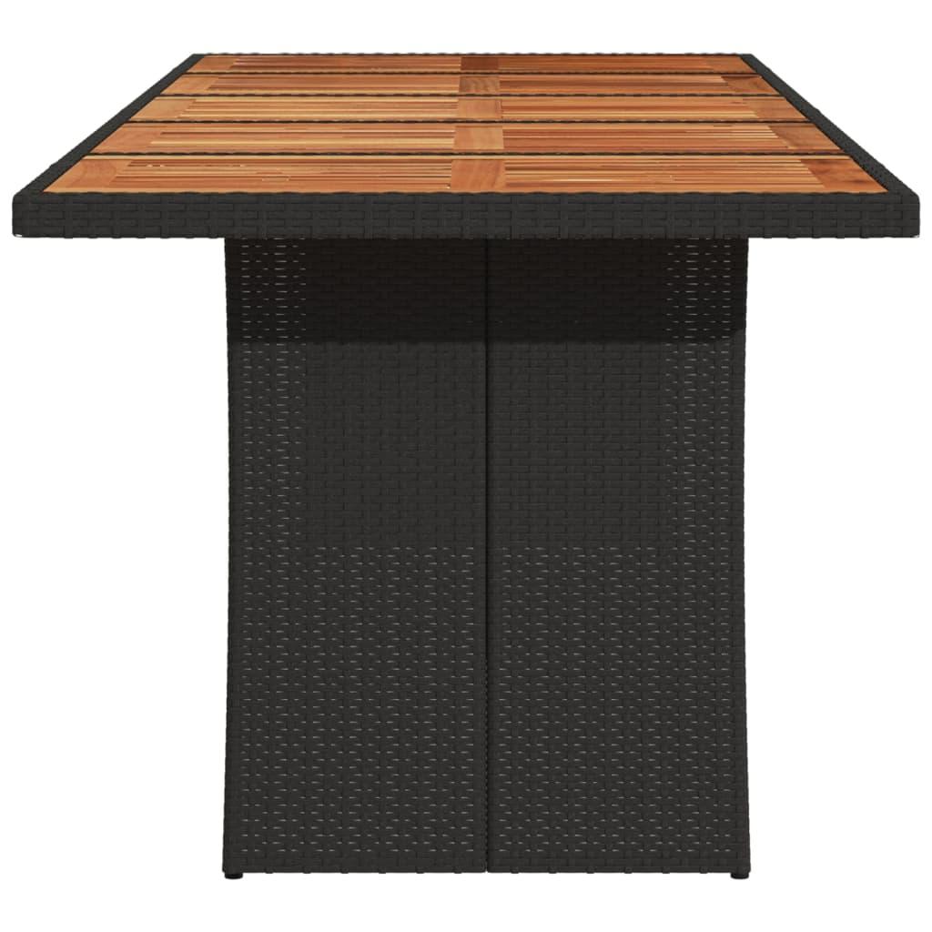 Mesa de jardín superficie madera acacia ratán negro 190x80x75cm