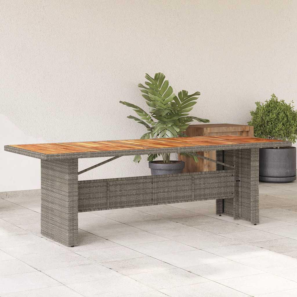 Mesa de jardín superficie madera acacia ratán negro 150x90x75cm