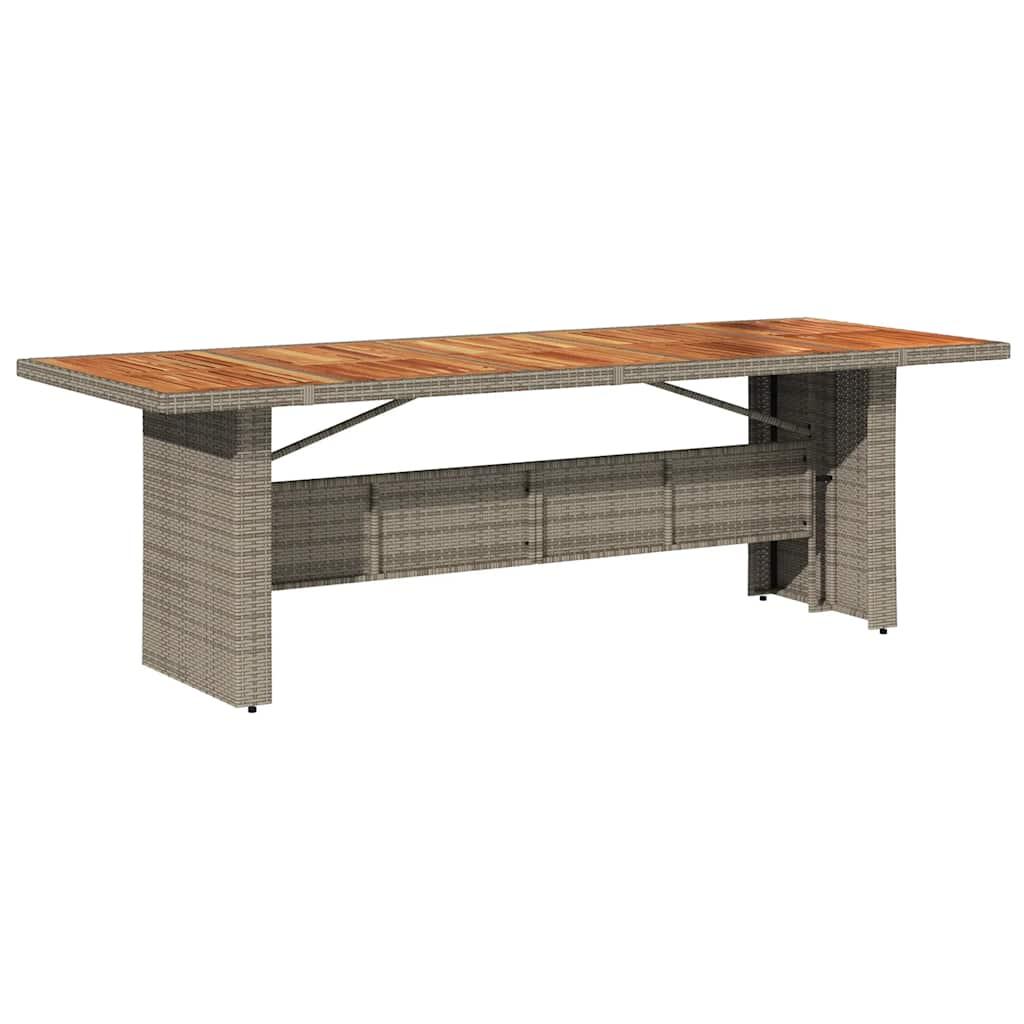 Mesa de jardín superficie madera acacia ratán negro 150x90x75cm