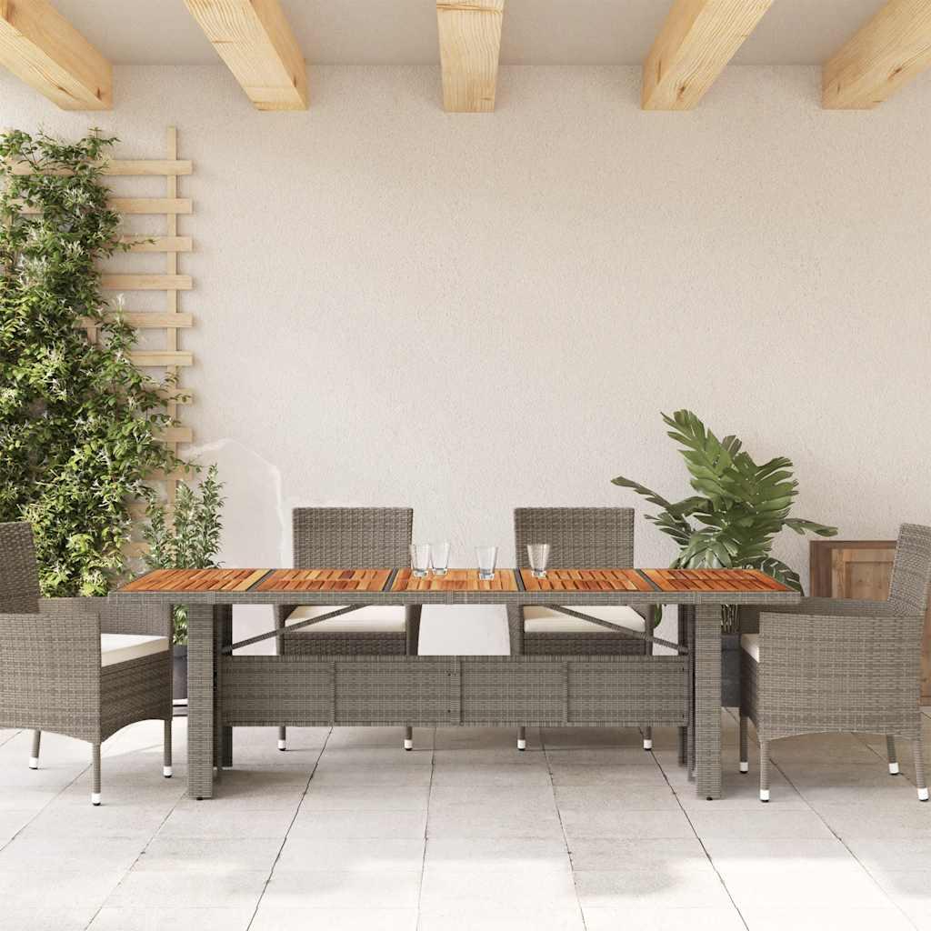 Mesa de jardín superficie madera acacia ratán negro 150x90x75cm