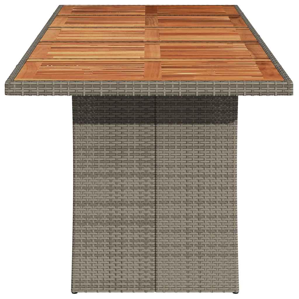 Mesa de jardín superficie madera acacia ratán negro 150x90x75cm