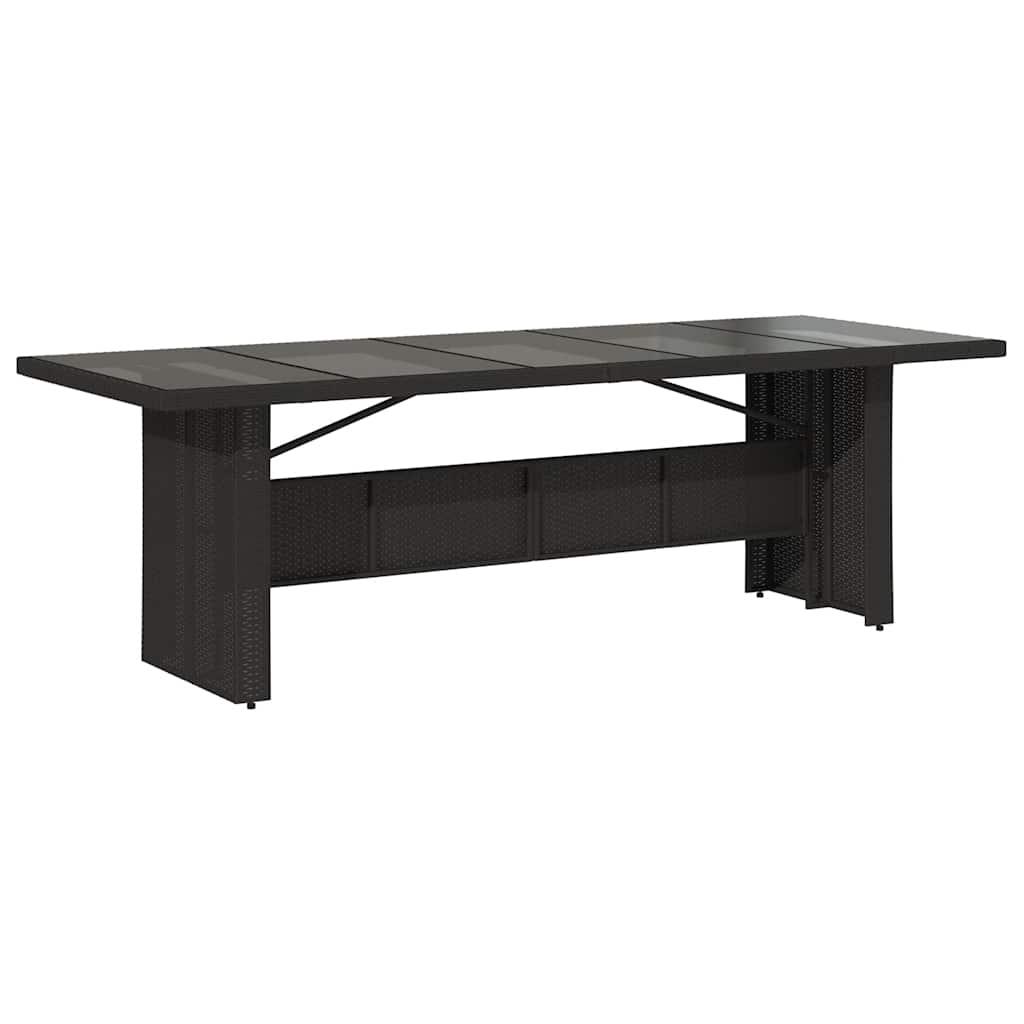 Mesa de jardín superficie de vidrio ratán PE negro 150x90x75 cm