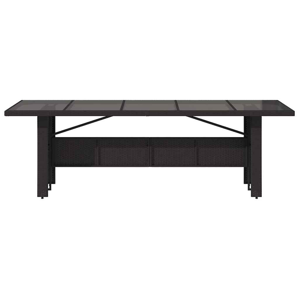 Mesa de jardín superficie de vidrio ratán PE negro 150x90x75 cm