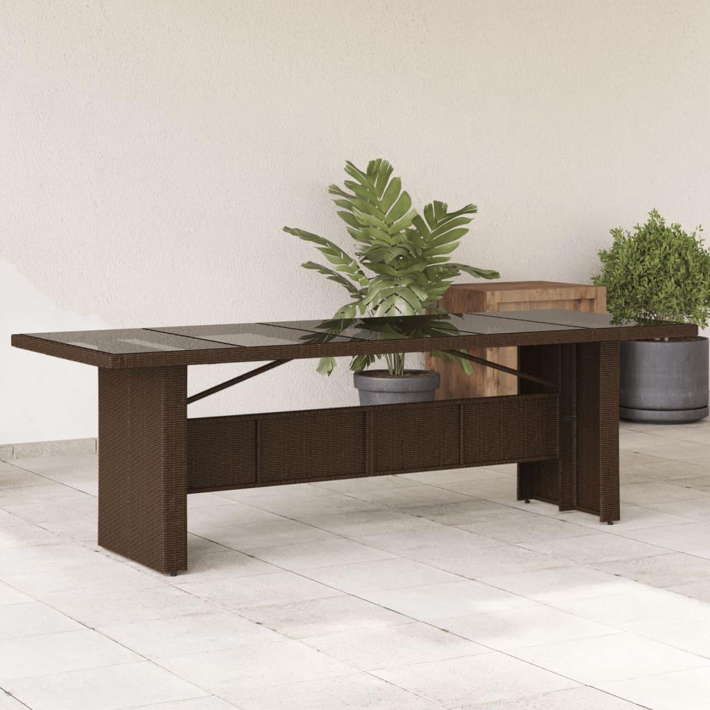 Mesa de jardín superficie de vidrio ratán PE negro 190x90x75 cm
