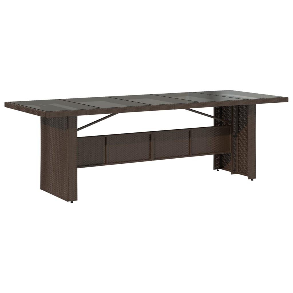 Mesa de jardín superficie de vidrio ratán PE negro 190x90x75 cm