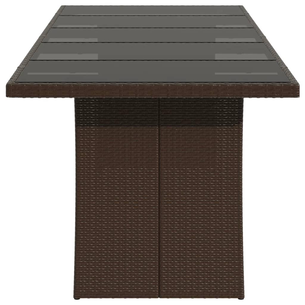 Mesa de jardín superficie de vidrio ratán PE negro 190x90x75 cm