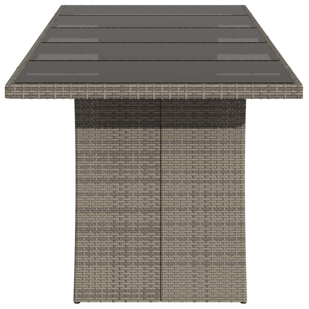 Mesa de jardín superficie de vidrio ratán PE negro 190x90x75 cm