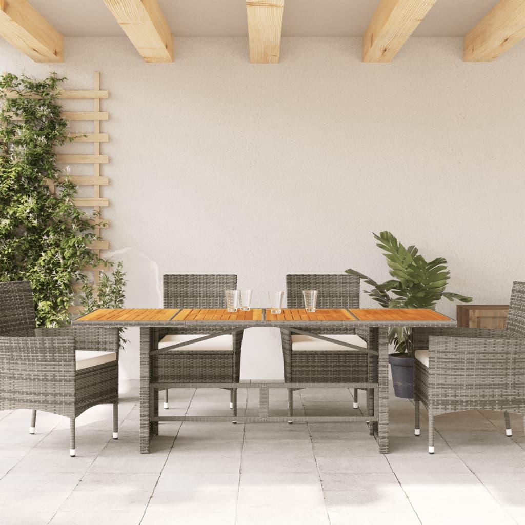 Mesa de jardín superficie madera acacia ratán negro 190x80x75cm