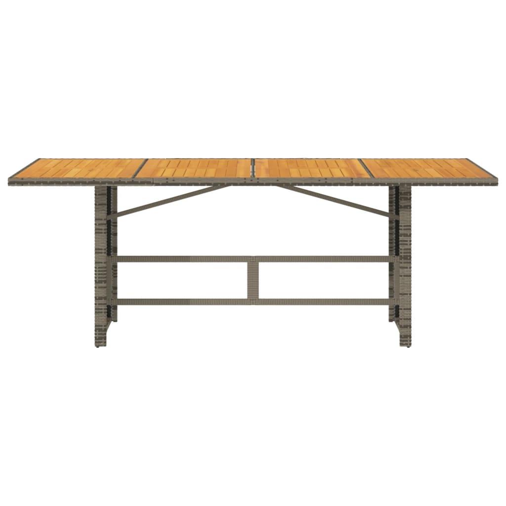 Mesa de jardín superficie madera acacia ratán negro 190x80x75cm