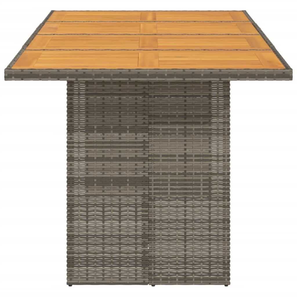 Mesa de jardín superficie madera acacia ratán negro 190x80x75cm