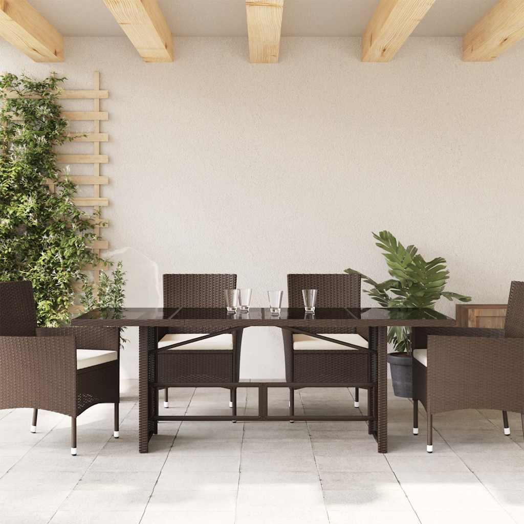 Mesa de jardín superficie de vidrio ratán PE