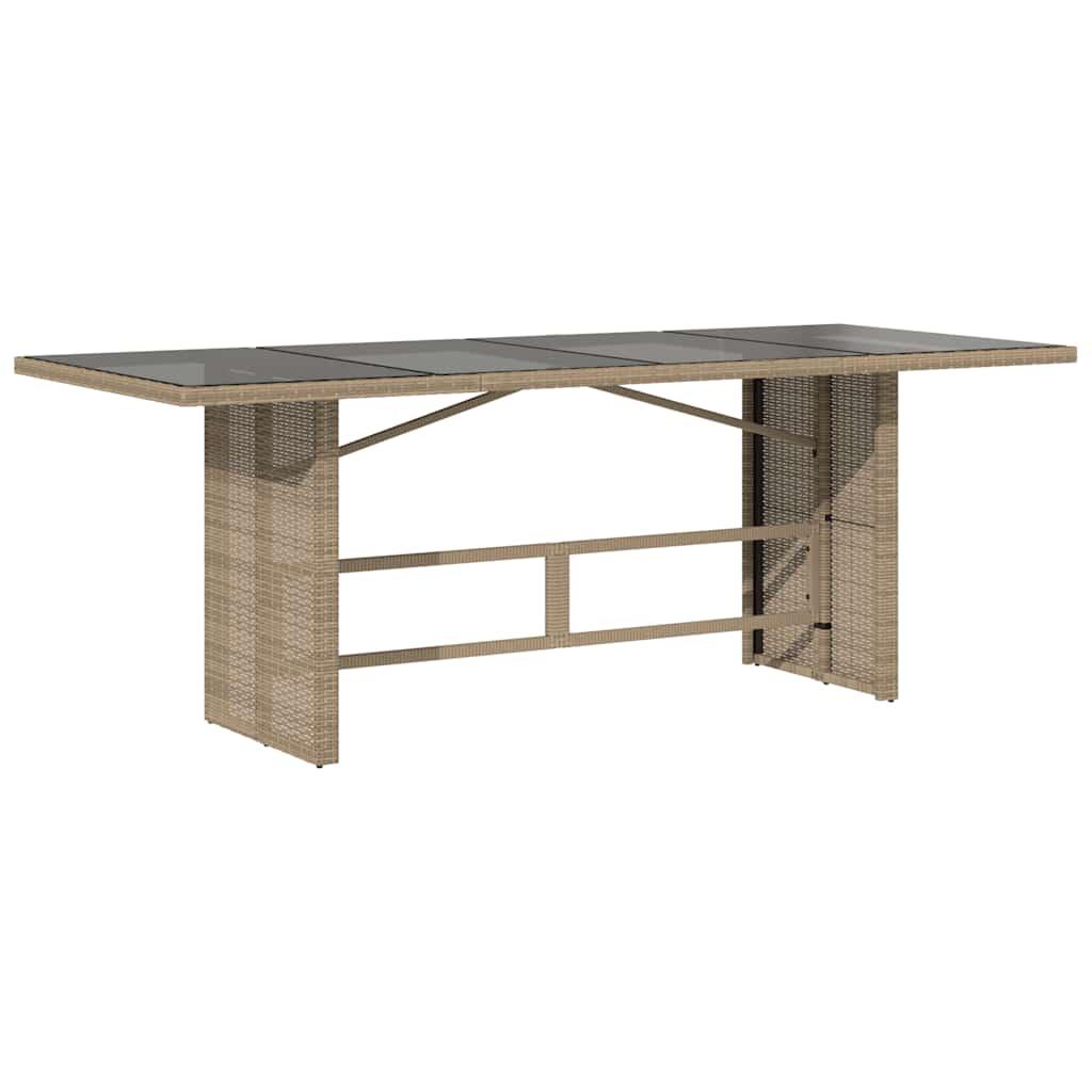 Mesa de jardín superficie de vidrio ratán PE negro 190x90x75 cm