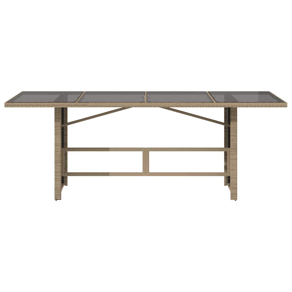 Mesa de jardín superficie de vidrio ratán PE negro 190x90x75 cm