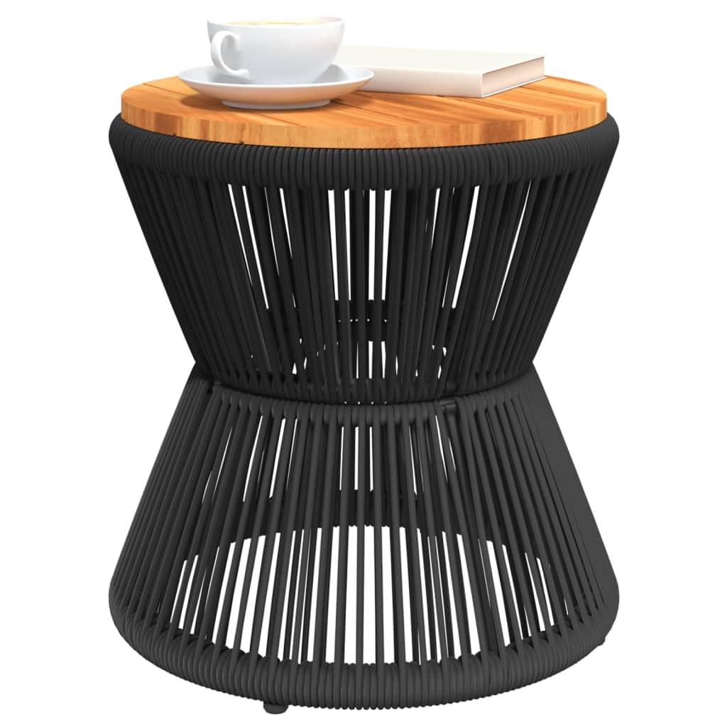 Mesa de centro base de alambre madera acacia negro