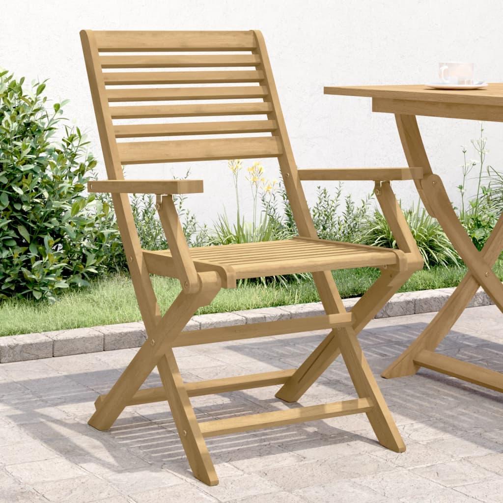 Sillas plegables, 4 unidades, 54,5 x 61,5 x 86,5 cm, madera maciza de acacia